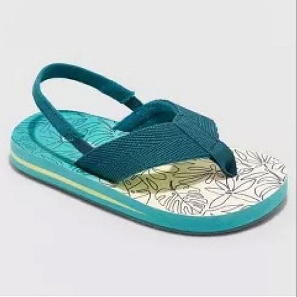 NWT Cat & Jack Shawn Teal Slip-On Flip Flip Sandals - Picture 1 of 4